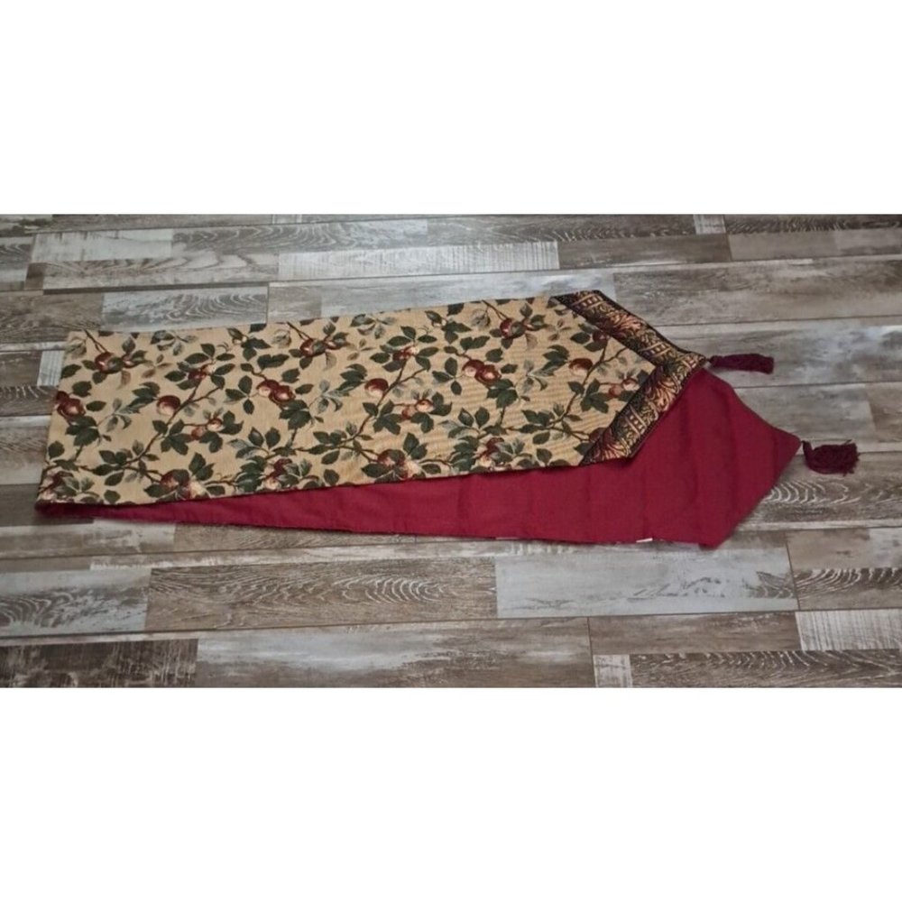 Tapestry Table Runner Tassels Apple Provencial Long Pointed Cottage 87x13